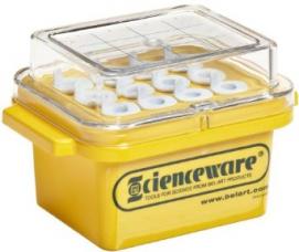 bel art scienceware 188460020 clear polycarbonate 20 degree c cryo safe mini cooler 5 15 16 length x 4 1 4 width x 1 15 16 height 12 places 3176573